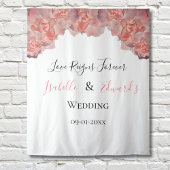 Eleganter Korallenrahmen Rosa Rose Blumenzange Wandteppich