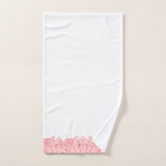 Eleganter korallenroter Floral Paisley Vogelbeobac Badhandtuch Set (Handtuch)