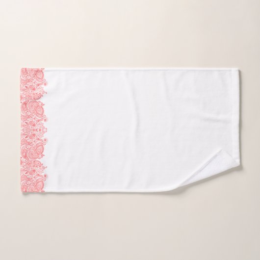 Eleganter korallenroter Floral Paisley Vogelbeobac Badhandtuch Set (Handtuch)