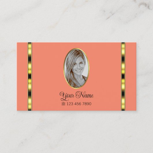 Eleganter Korallenschick mit Beruflichem Foto Visitenkarte (Vorderseite)