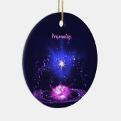 Eleganter kosmischer Zen Lila Crystal Lotus Blume Keramik Ornament (Rechts)