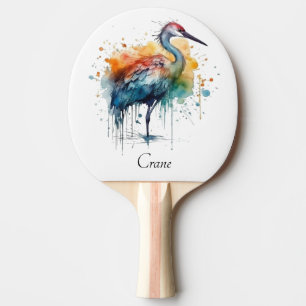 Eleganter Kranich: Aquarell-Kunst Tischtennis Schläger