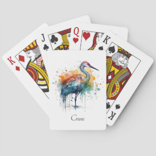 Eleganter Kranich: Aquarellkunst, individuell Spielkarten