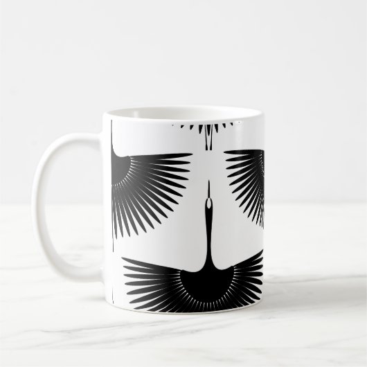 Eleganter Kranich: Orientalisches Vogelmuster Kaffeetasse (Links)