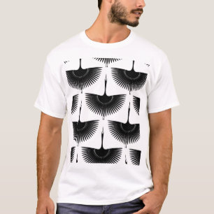 Eleganter Kranich: Orientalisches Vogelmuster T-Shirt