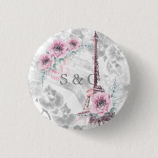 Eleganter Kranz aus rosa Blume. Button (Vorderseite)