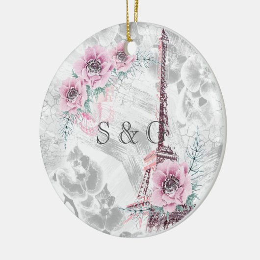 Eleganter Kranz aus rosa Blume. Keramik Ornament (Links)