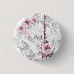 Eleganter Kranz aus rosa Blumen. Button
