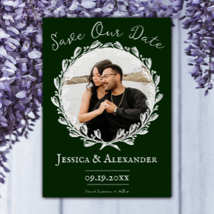 Eleganter Kranz Bilderrahmen   Smaragdgrün Save The Date