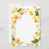 Eleganter Kranz der zarten gelben Blumen Hochzeit Einladung (Rückseite)