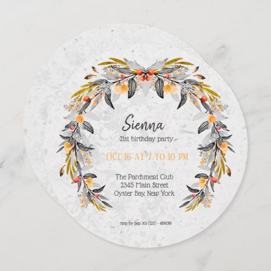 Eleganter Kranz für alle Anlässe Einladung (Vorne/Hinten)