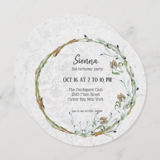 Eleganter Kranz für alle Anlässe Einladung (Vorne/Hinten)