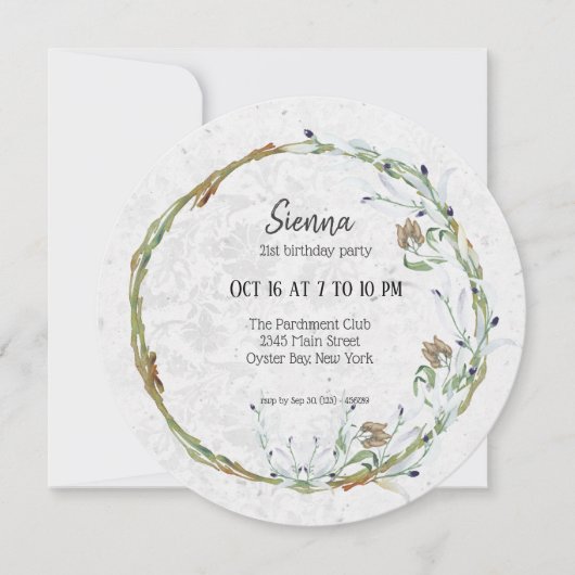 Eleganter Kranz für alle Anlässe Einladung (Vorderseite)