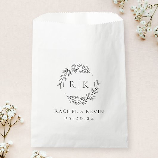 Eleganter Kranz Hochzeitsinitialen Monogramm Geschenktütchen