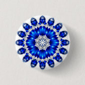 Eleganter Kranz mit blauen Blumen Button (Vorderseite)