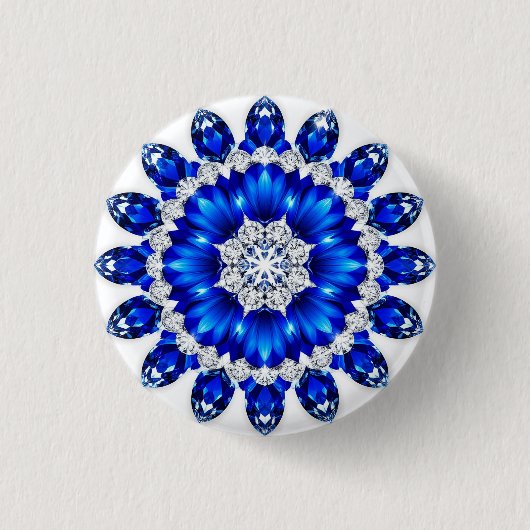 Eleganter Kranz mit blauen Blumen Button (Vorderseite)