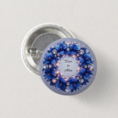 Eleganter Kranz mit blauen Blumen Button (Vorne & Hinten)