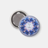 Eleganter Kranz mit blauen Blumen Magnet (Vorderseite/Rückseite)