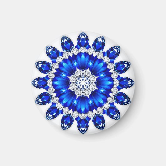 Eleganter Kranz mit blauen Blumen Magnet (Vorne)