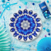 Eleganter Kranz mit blauen Blumen Pappteller (Party)