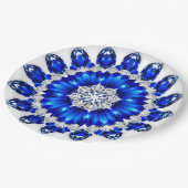 Eleganter Kranz mit blauen Blumen Pappteller (Schrägansicht)