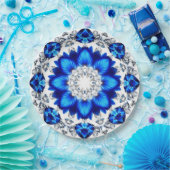 Eleganter Kranz mit blauen Blumen Pappteller (Party)