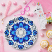 Eleganter Kranz mit blauen Blumen Pappteller (Party)