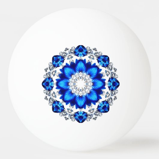 Eleganter Kranz mit blauen Blumen Tischtennisball (Vorderseite)