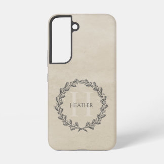 Eleganter Kranz-Monogramm | Beige Samsung Galaxy Hülle