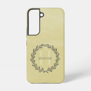 Eleganter Kranz-Monogramm Gelb Samsung Galaxy Hülle