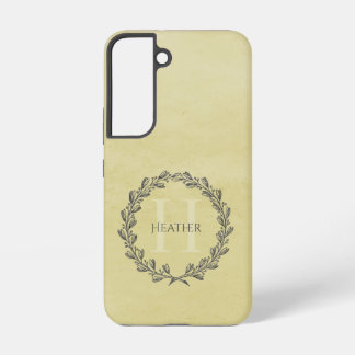 Eleganter Kranz-Monogramm | Gelb Samsung Galaxy Hülle