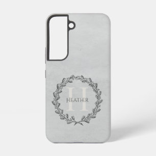 Eleganter Kranz-Monogramm Grau Samsung Galaxy Hülle