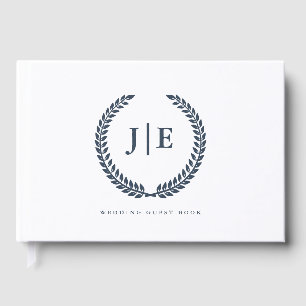 Eleganter Kranz-Monogramm-Hochzeit Gästebuch