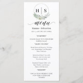 Eleganter Kranz-Monogramm-Hochzeit  Menükarte (Vorderseite)