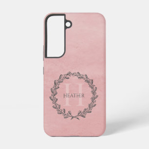 Eleganter Kranz-Monogramm Rosa Samsung Galaxy Hülle