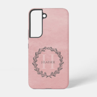 Eleganter Kranz-Monogramm | Rosa Samsung Galaxy Hülle