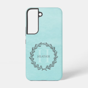 Eleganter Kranz-Monogramm Türkis Samsung Galaxy Hülle