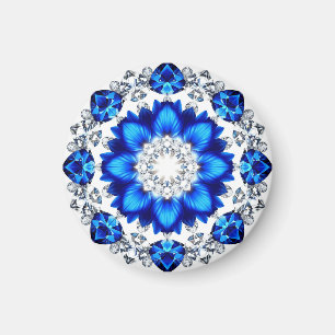 Eleganter Kranz verziert mit blauen Blumen Magnet