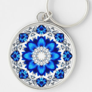 Eleganter Kranz verziert mit blauen Blumen Schlüsselanhänger