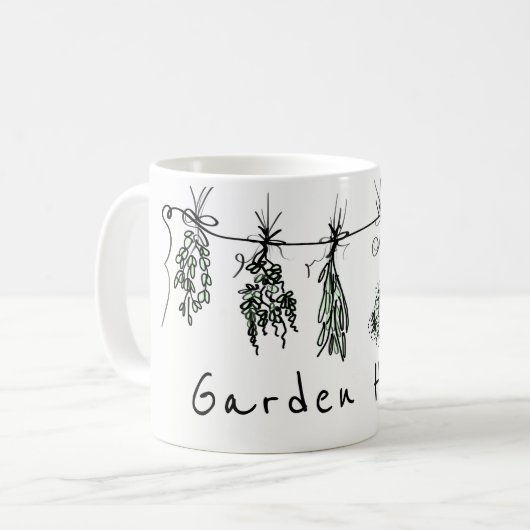 Eleganter Kräutergarten zeichnend Kaffeetasse (Vorderseite Links)