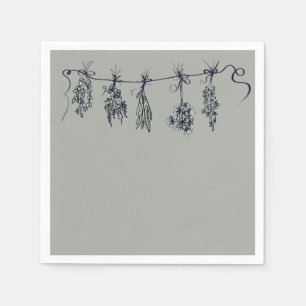 Eleganter Kräutergarten zeichnend Serviette