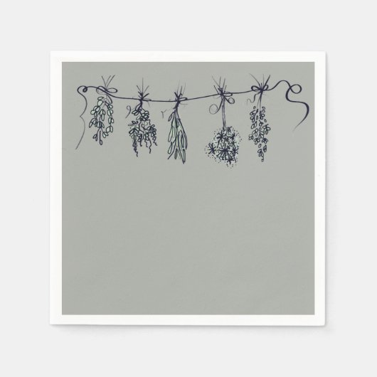 Eleganter Kräutergarten zeichnend Serviette (Vorderseite)