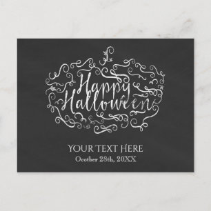 Eleganter Kreidetafel-Kürbis Frohes Halloween Postkarte