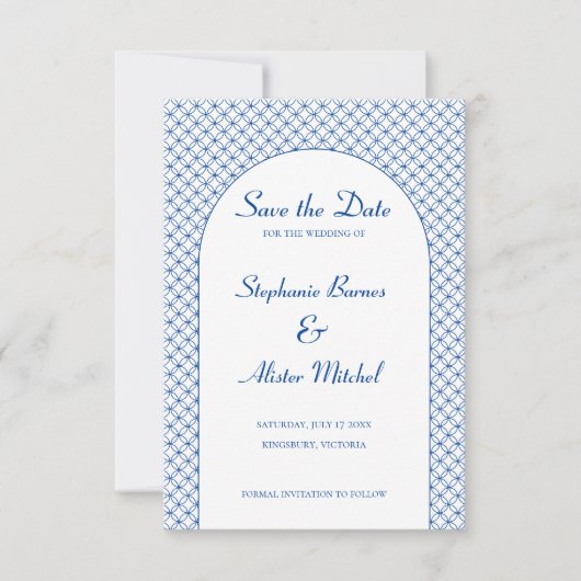 Eleganter Kreis Nahtloses Muster Geometric Rette Save The Date (Vorderseite)