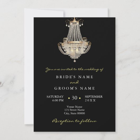 Eleganter Kristallkronleuchter - Einladung (Vorderseite)