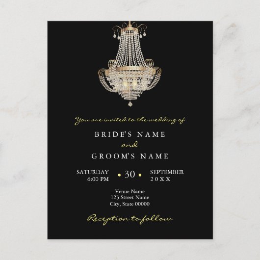 Eleganter Kristallkronleuchter - Einladung Postkarte (Vorderseite)