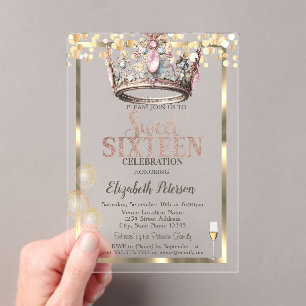 Eleganter Kronenbalken in Princess 16 Acryleinladungen