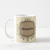 Eleganter Kronier Rahmen Personalisierter Name Kaffeetasse (Links)