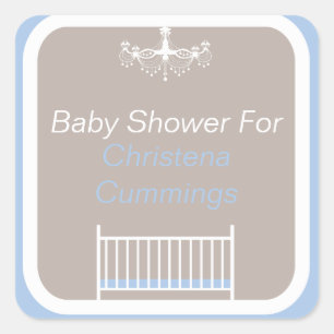 Eleganter Kronleuchter-Baby-Shower-Quadrat-Aufkleb Quadratischer Aufkleber