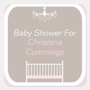 Eleganter Kronleuchter-Baby-Shower-Quadrat-Aufkleb Quadratischer Aufkleber